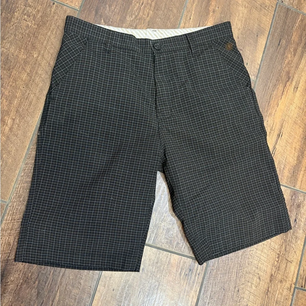 Element‎ Square Plaid Black Casual Board Shorts Skater Surf Beach Classic Retro